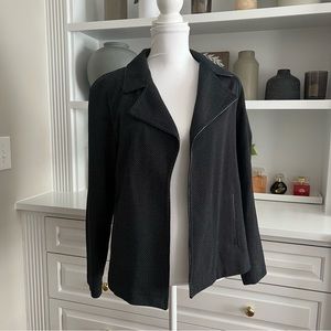 August 1 Eight Women's Dotted Navy & White Open Blazer Size M